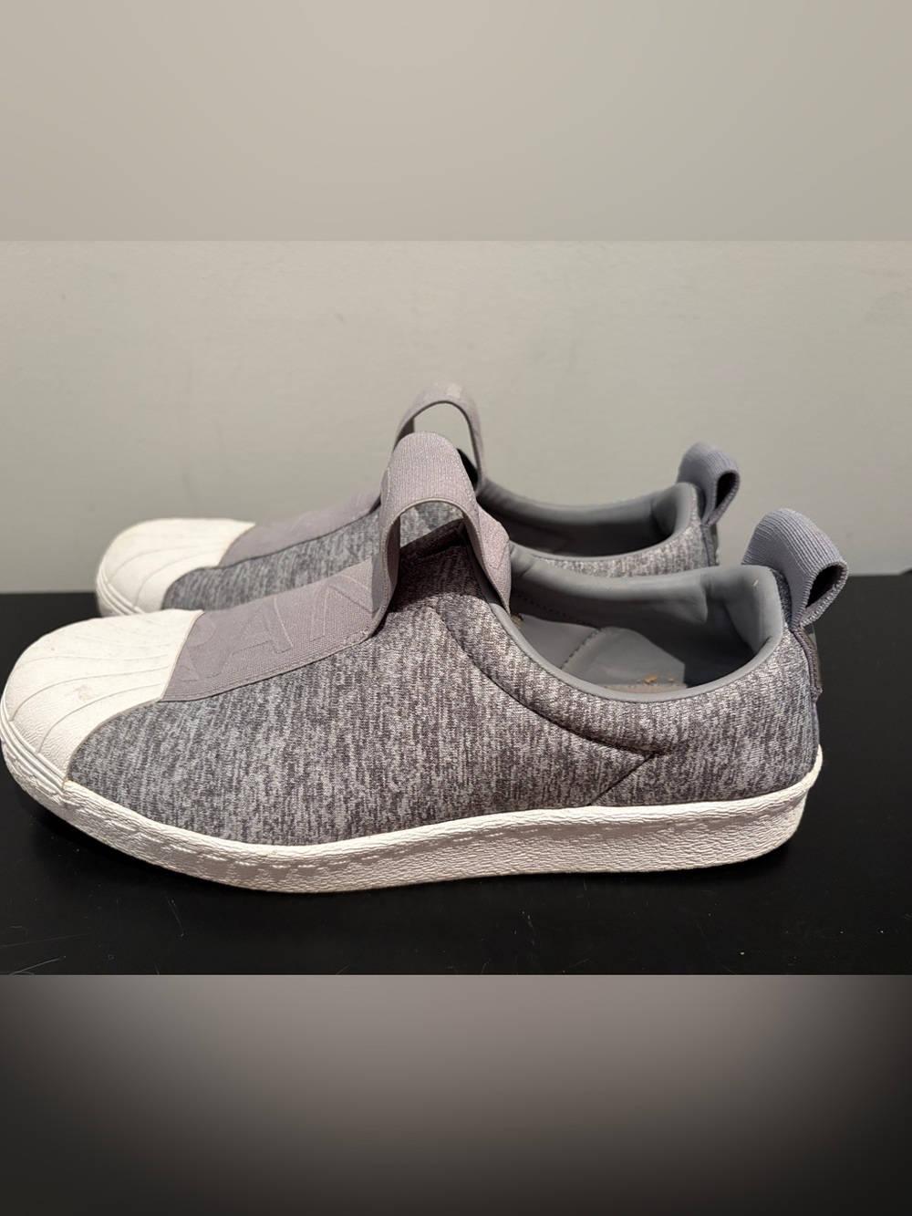adidas Grey superstar Slip-On Sneakers with White Accents size 8 womens